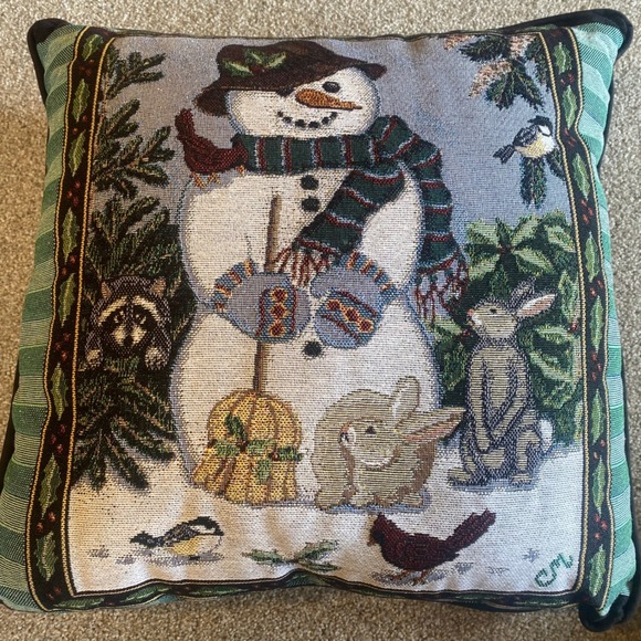 Claire Murray Other - Claire Murray Winter Friends Snowman Tapestry Throw Pillow 601638 Holiday Decor